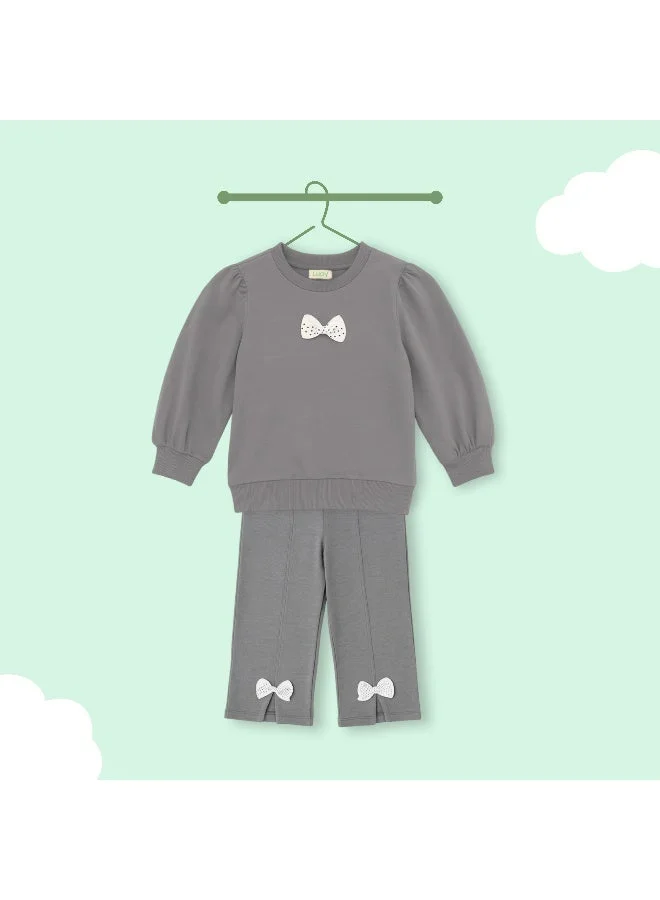 Luay grey Luay Girl Winter Co-ord Set | Organic Cotton Fleece Top & Bottom | SoftCozy Winter Wear | Stylish Outfit ( Grey) for Women | Best Price UAE